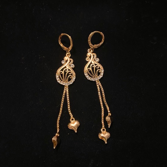 Gold Dangle Earrings - Picture 1 of 2